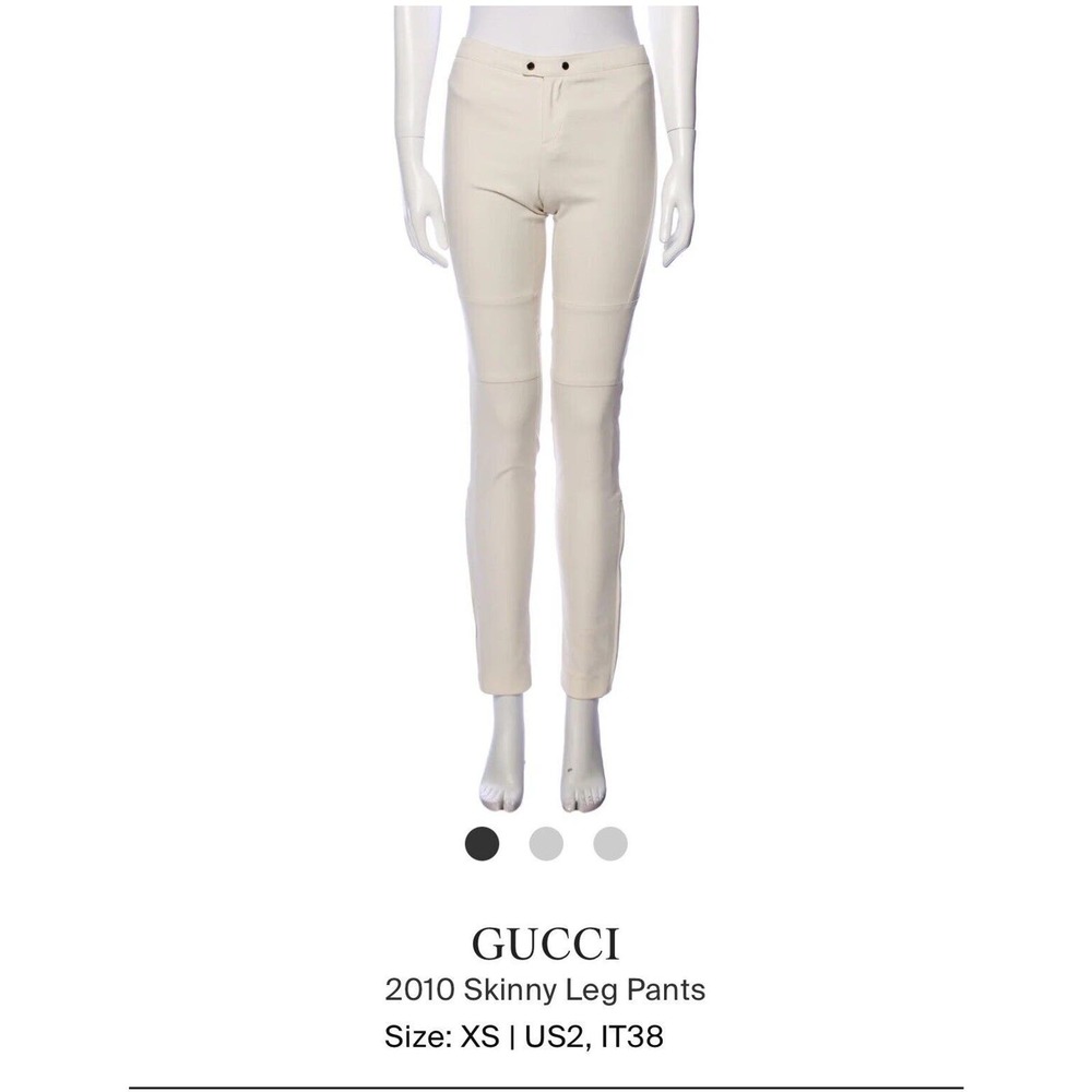 Gucci 2010 Skinny Leg Pants Beige 38 uS2 XS Mid Rise GUC1013089